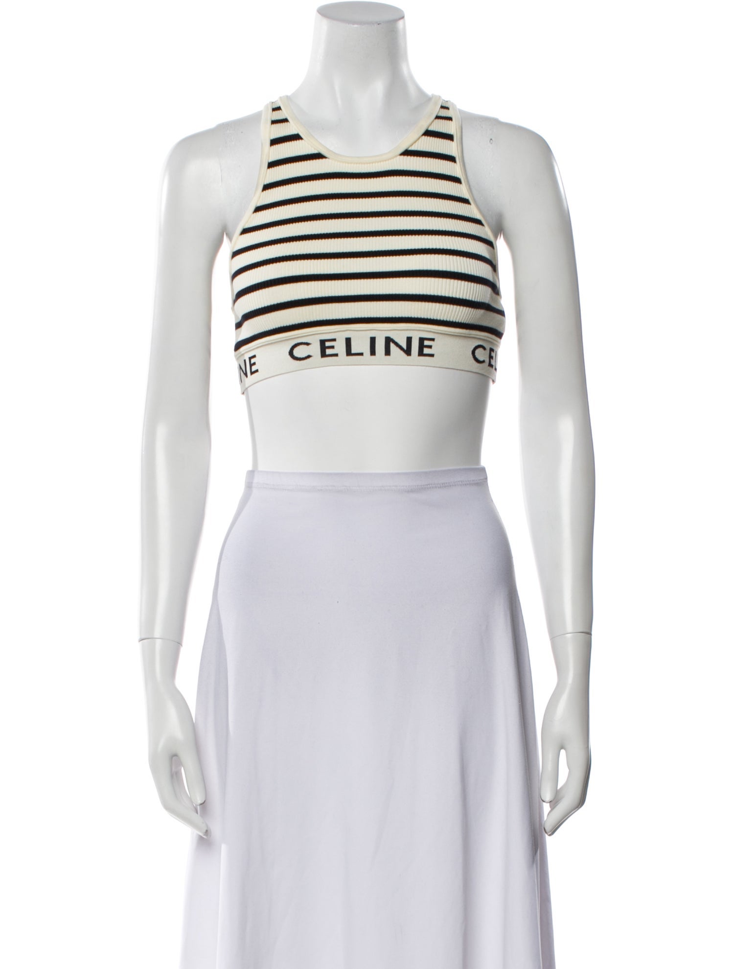 Celine Striped Crew Neck Crop Top