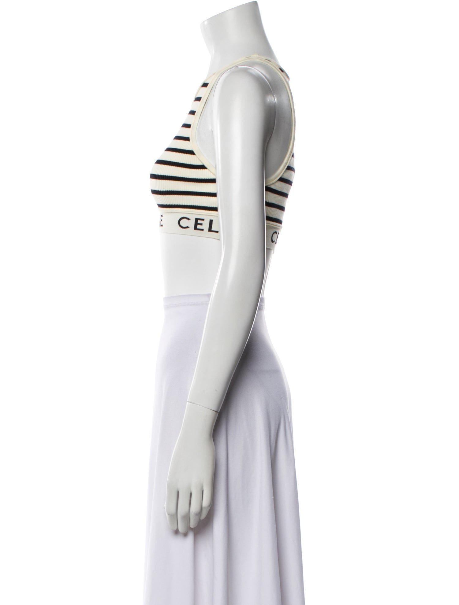 Celine Striped Crew Neck Crop Top