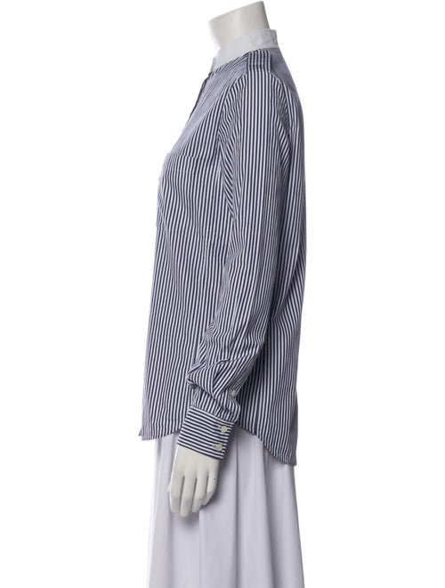 Celine Striped Mock Neck Button-Up Top