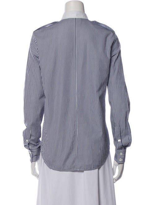 Celine Striped Mock Neck Button-Up Top