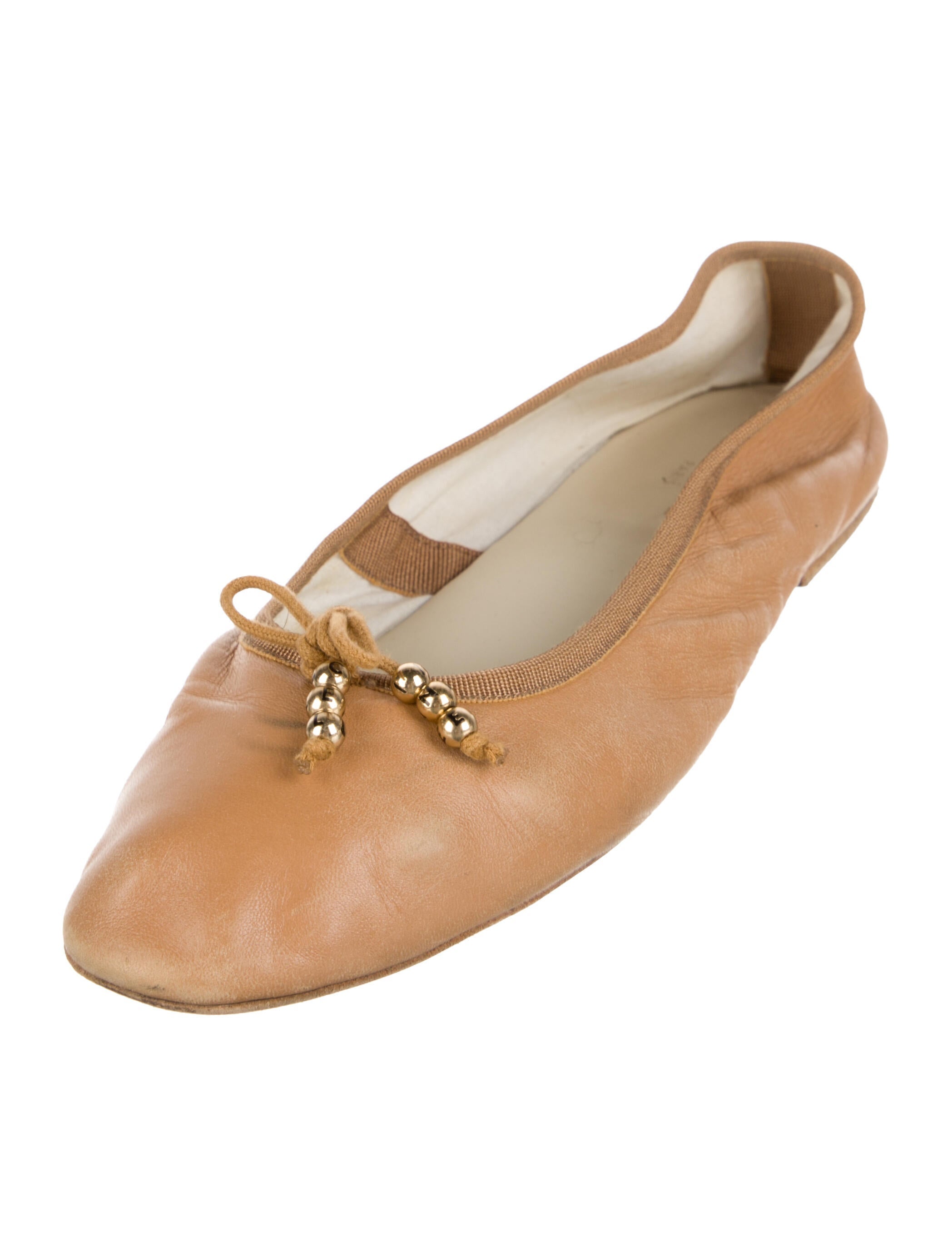 Celine Leather Beaded Accents Ballet Flats