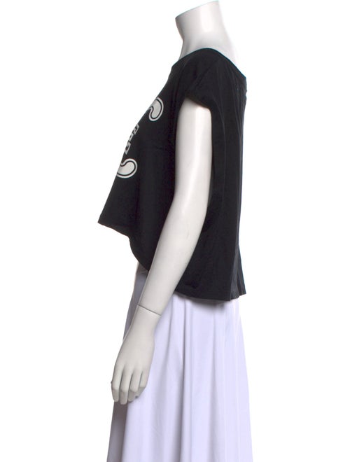 Celine Graphic Print Scoop Neck Crop Top