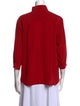 Celine Silk Three-Quarter Sleeve Button-Up Top