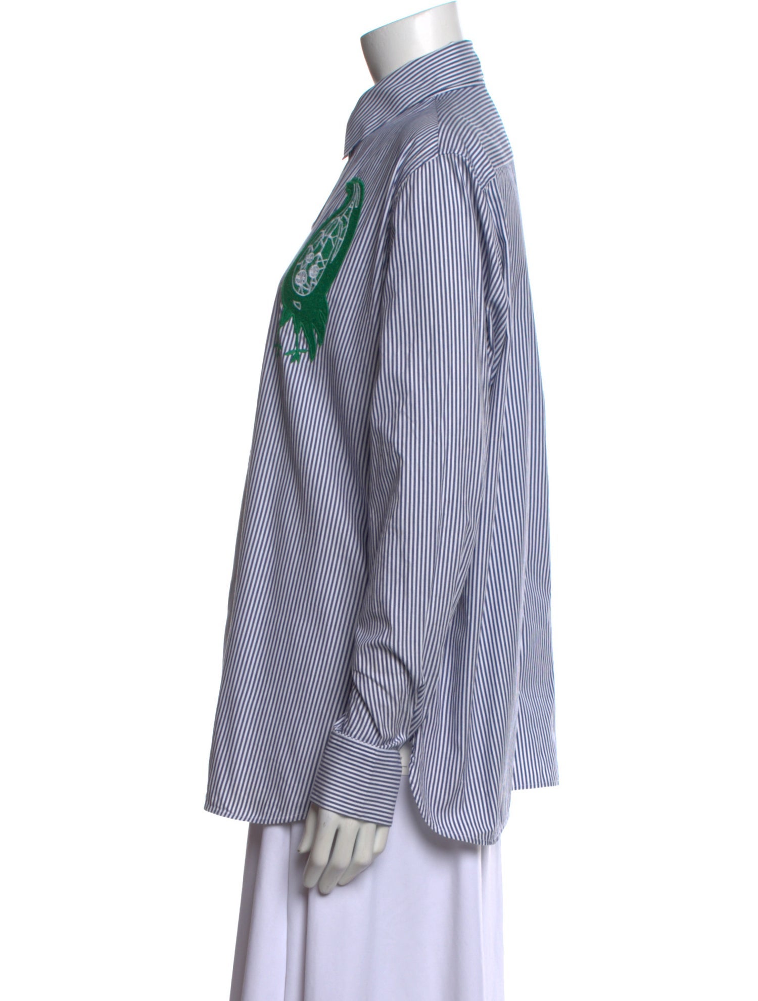 Celine Striped Long Sleeve Button-Up Top