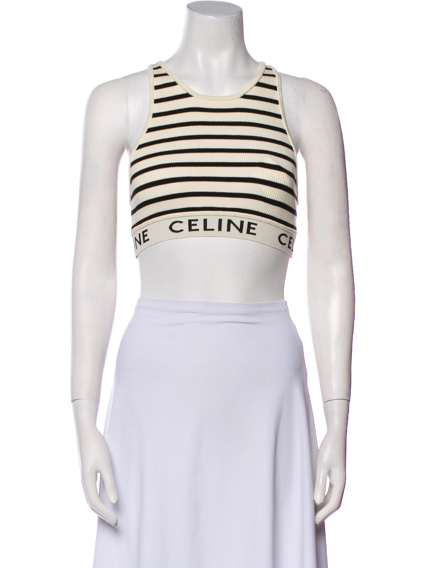 Celine Striped Crew Neck Crop Top