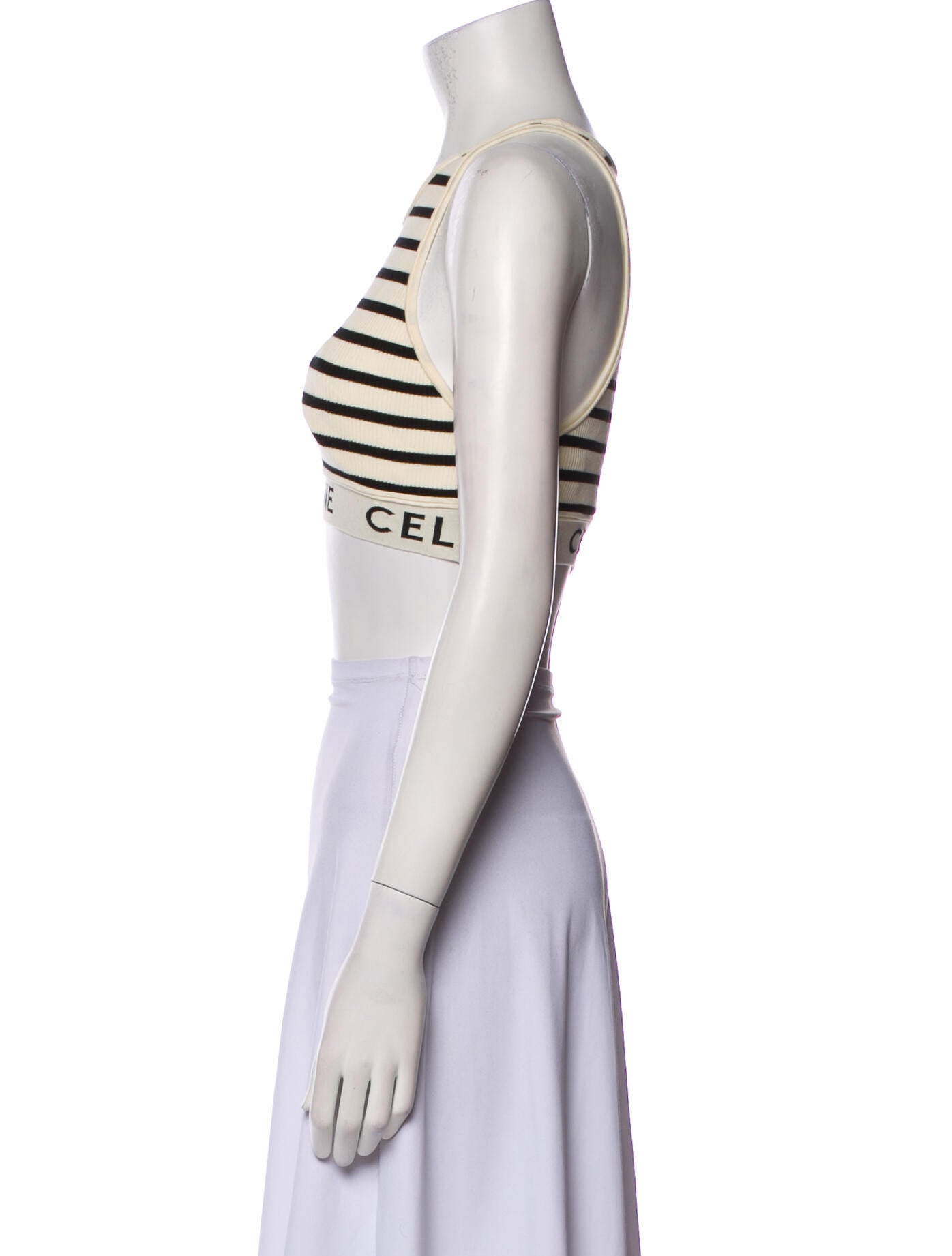 Celine Striped Crew Neck Crop Top