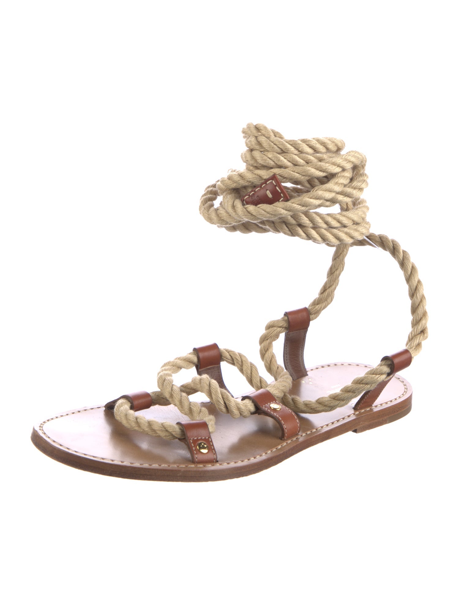 Celine Leather Braided Accents Gladiator Sandals