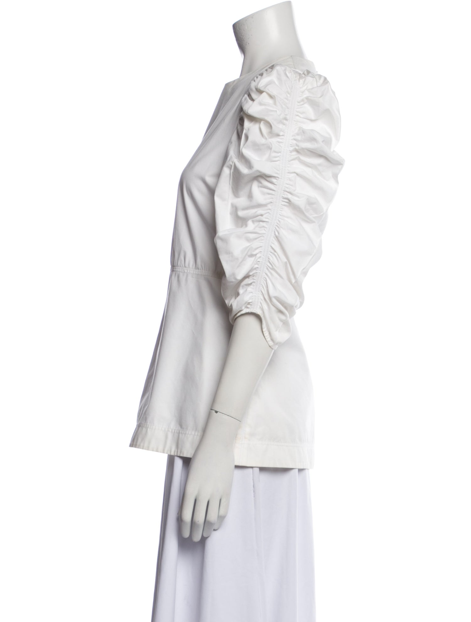 Celine Bateau Neckline Three-Quarter Sleeve Blouse