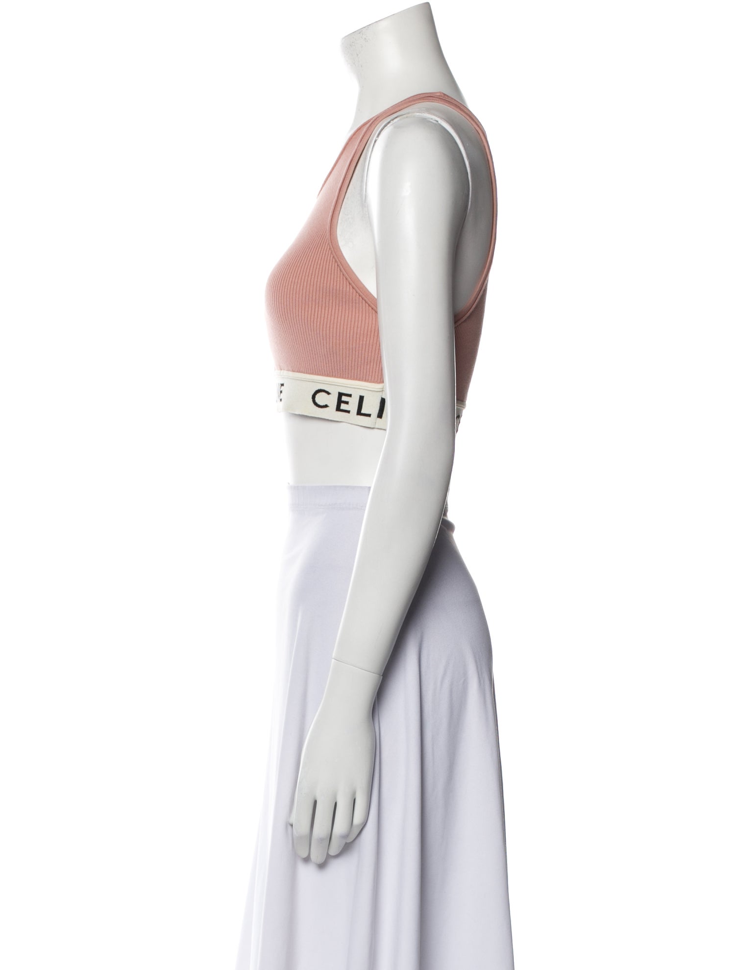 Celine Graphic Print Scoop Neck Crop Top