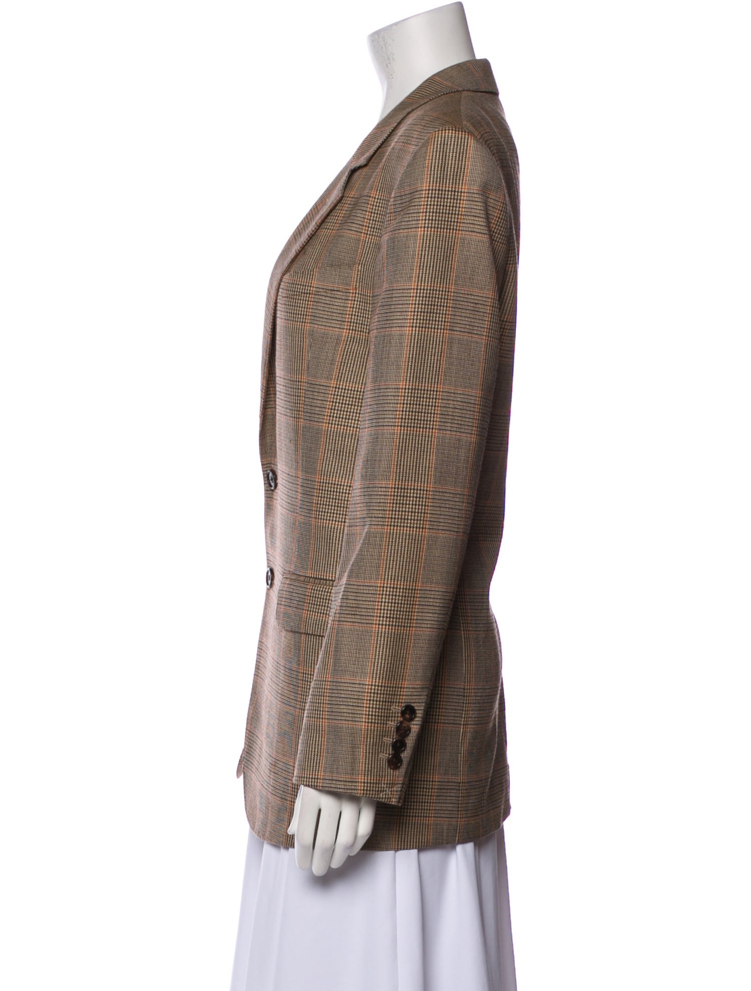 Celine Wool Plaid Print Blazer