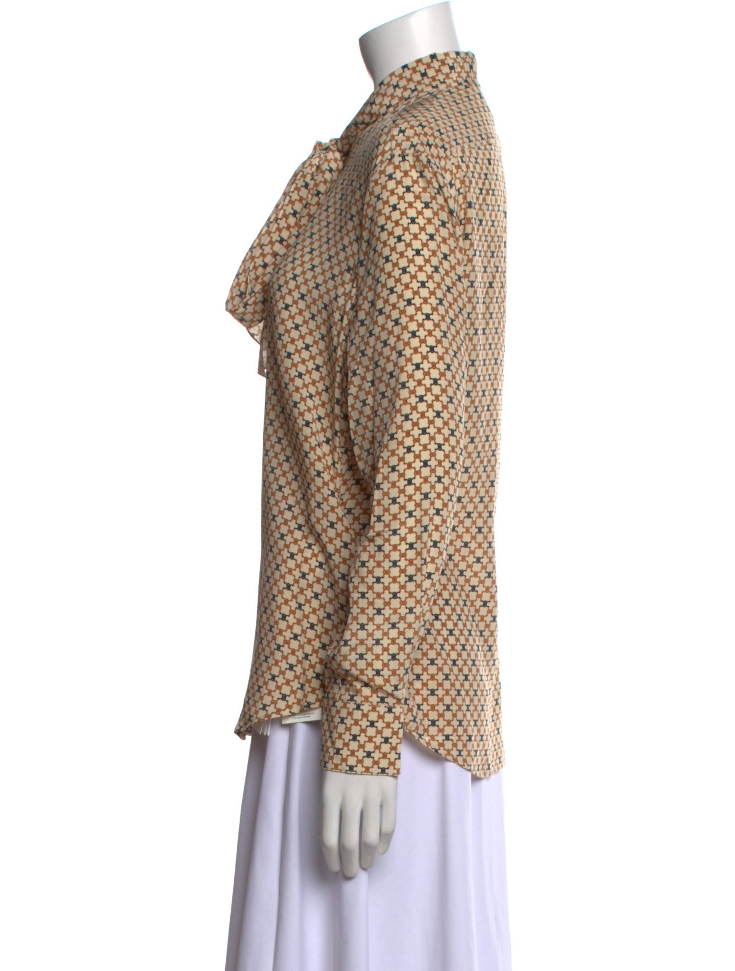 Celine Silk Printed Button-Up Top w/ Tags