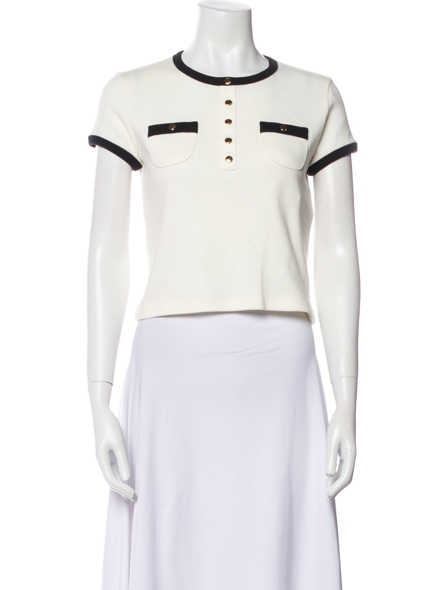 Celine Crew Neck Short Sleeve Crop Top