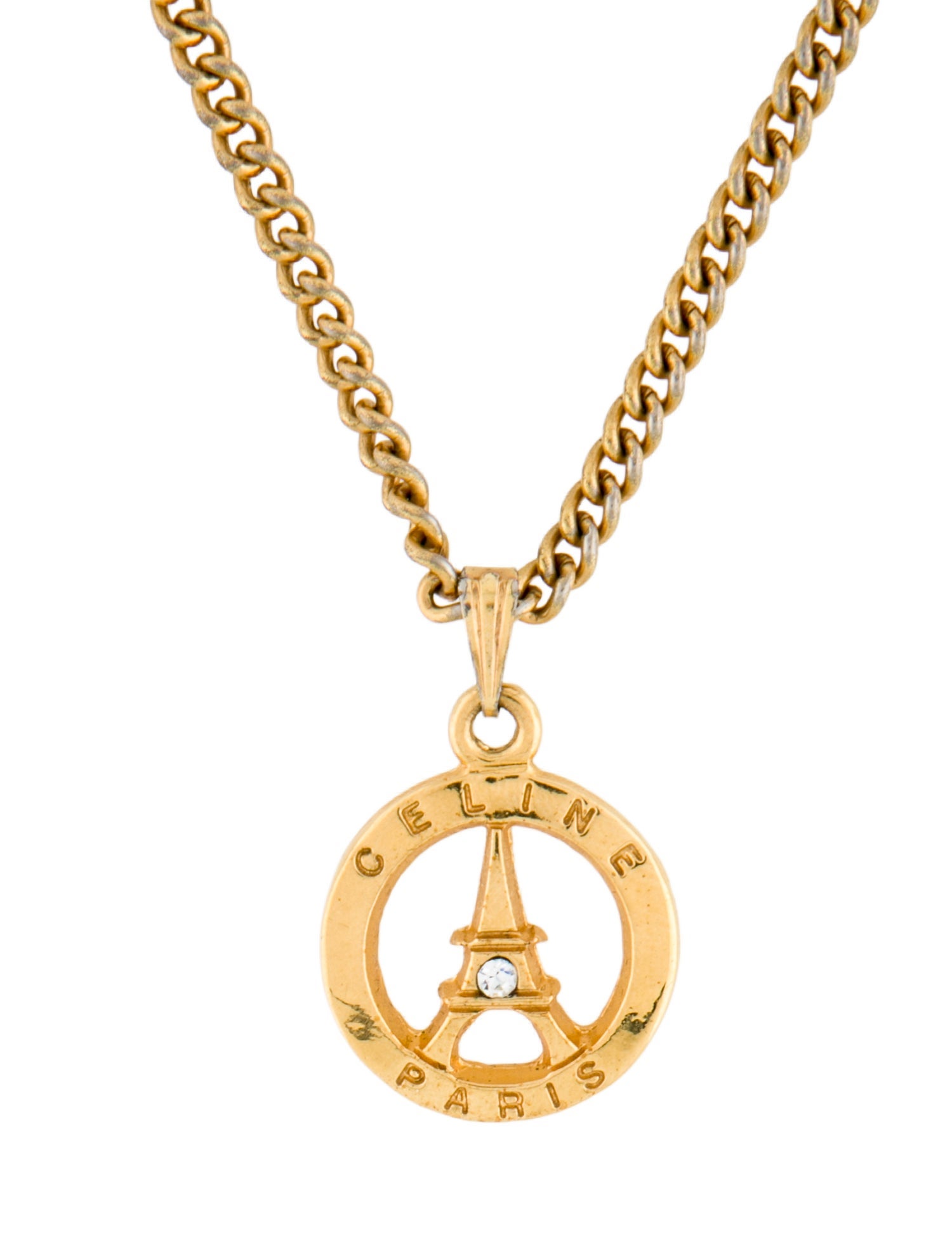 Celine Vintage Crystal Pendant Necklace