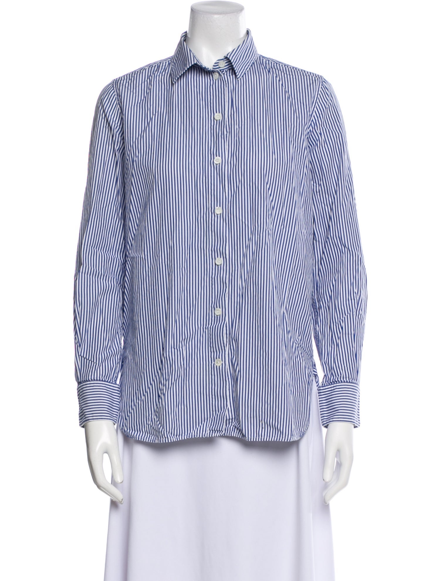 Celine Striped Long Sleeve Button-Up Top