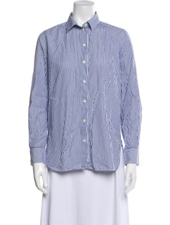 Celine Striped Long Sleeve Button-Up Top