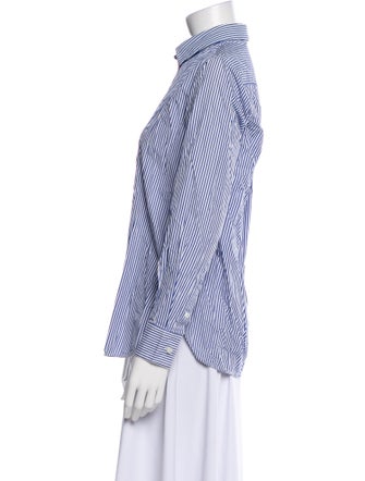 Celine Striped Long Sleeve Button-Up Top