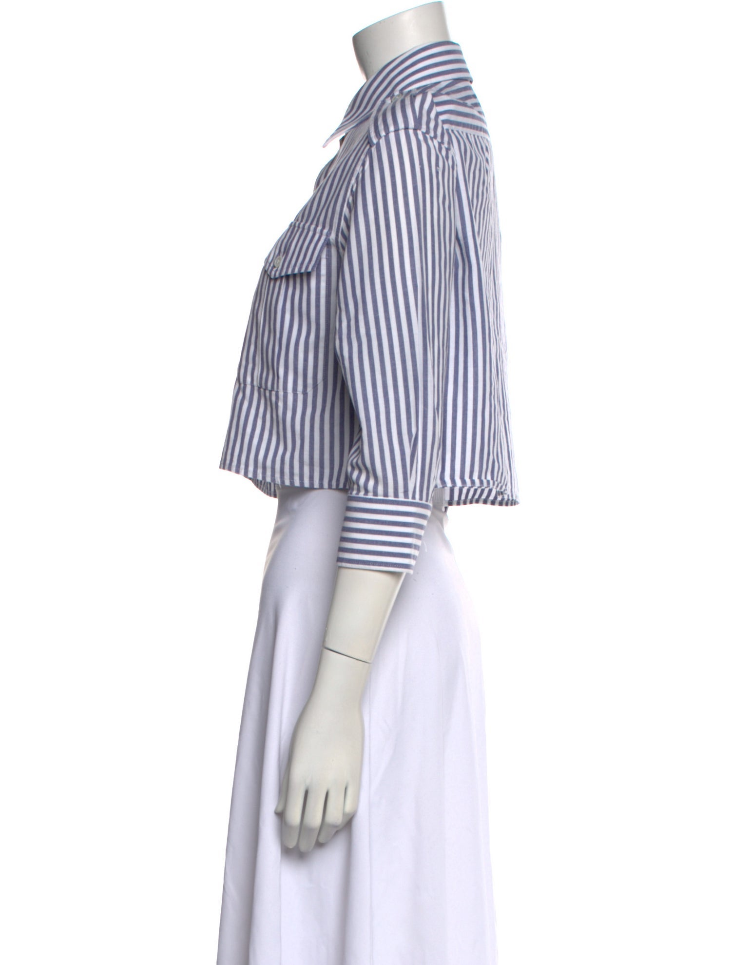 Celine Stripe Quarter Sleeve Striped Crop Top