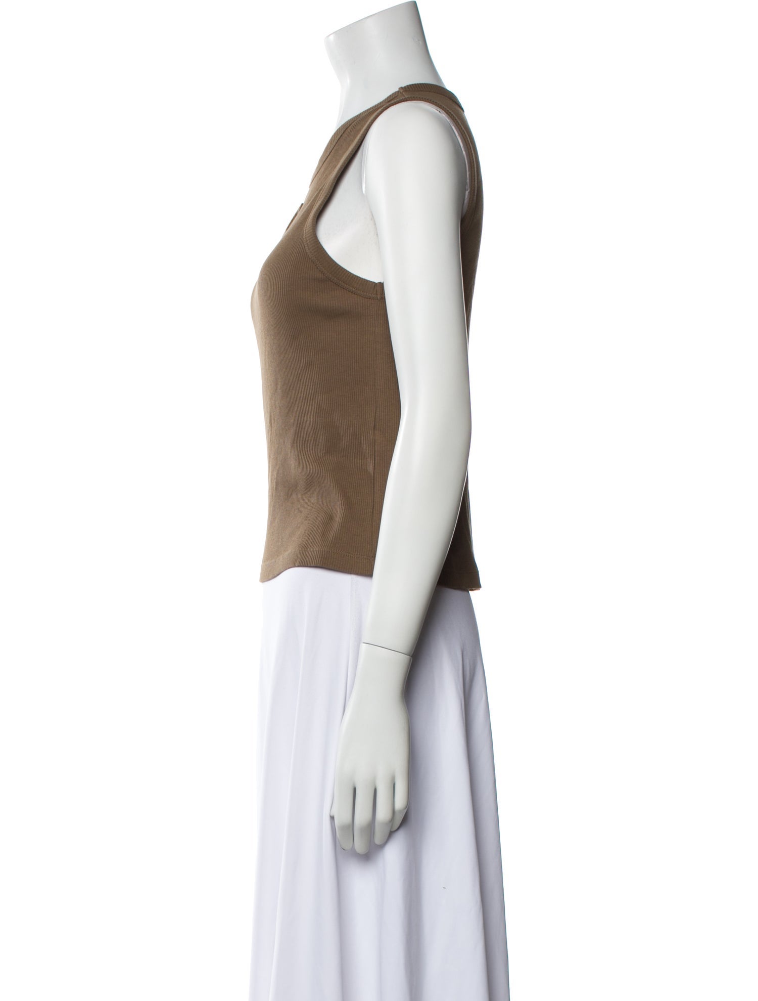 Celine Triomphe Ribbed Tank Scoop Neck Top