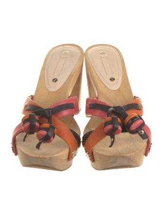 Celine Leather Colorblock Pattern Slides