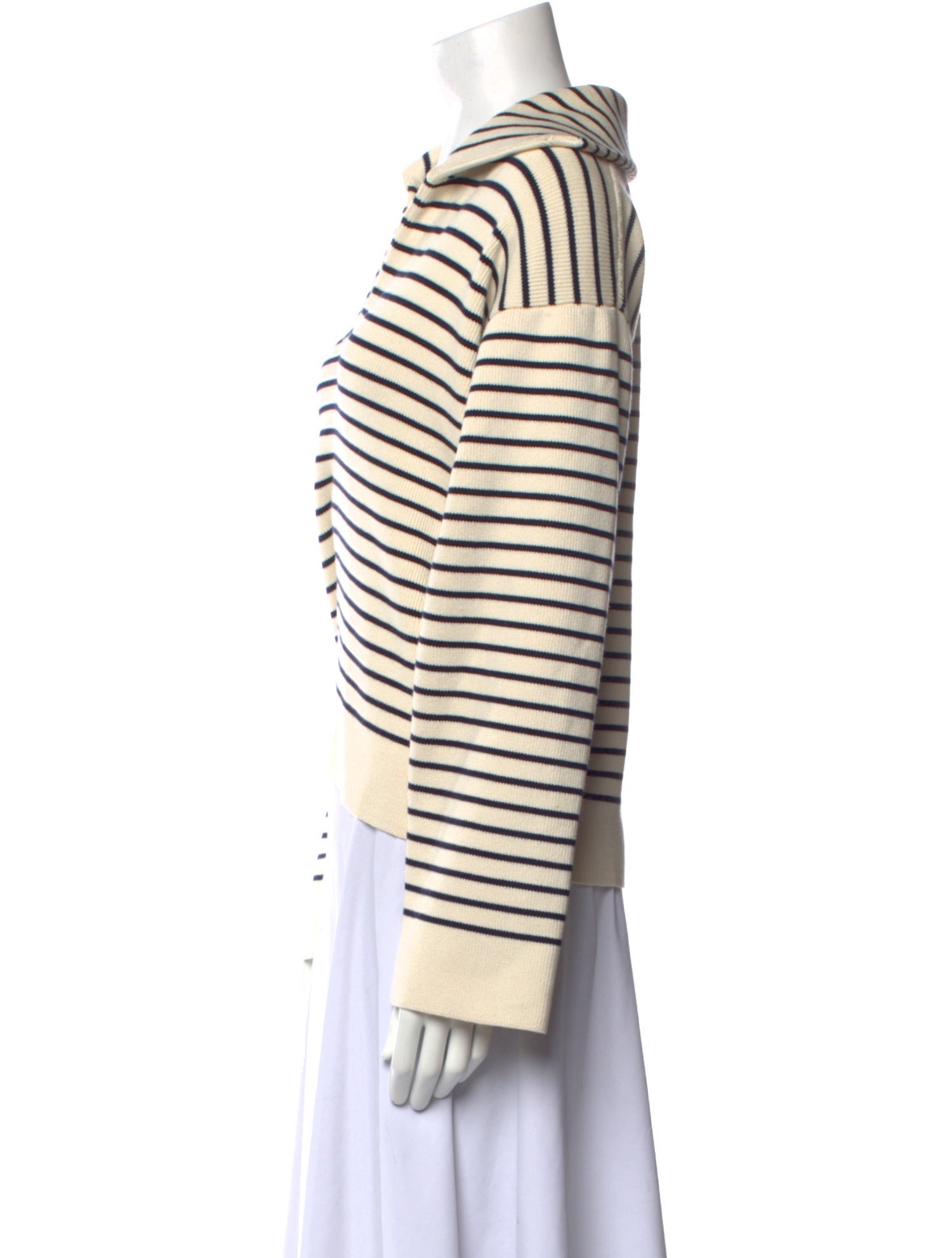 Celine 2020 'Marin' Open Collar Stripe Sweater
