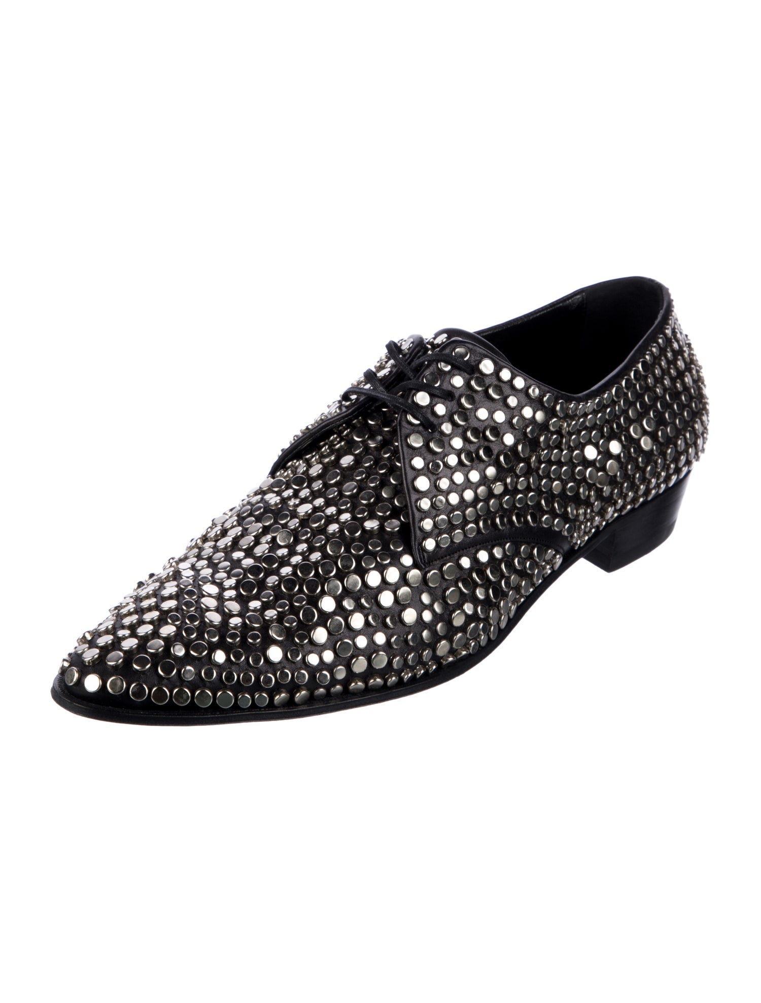 Celine Leather Studded Accents Derby Shoes