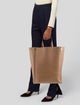 Celine Leather Brown Leather Vertical Zipper Gusset Cabas Tote Vertical