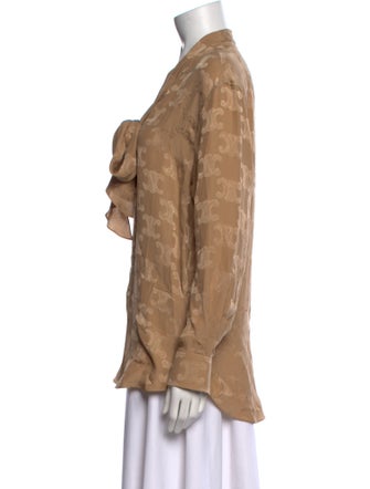 Celine Silk Printed Button-Up Top