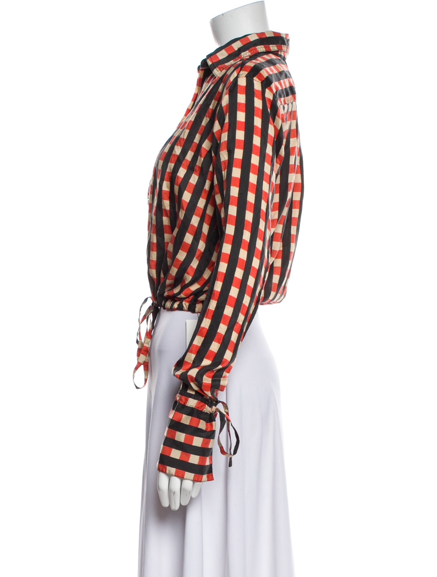 Celine Silk Plaid Print Crop Top