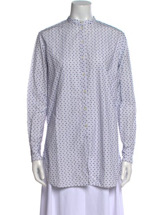 Celine Printed Mock Neck Button-Up Top