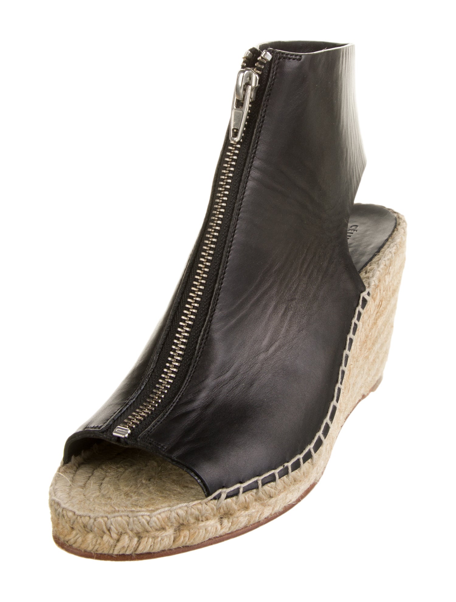 Celine Leather Whipstitch Trim Slingback Pumps