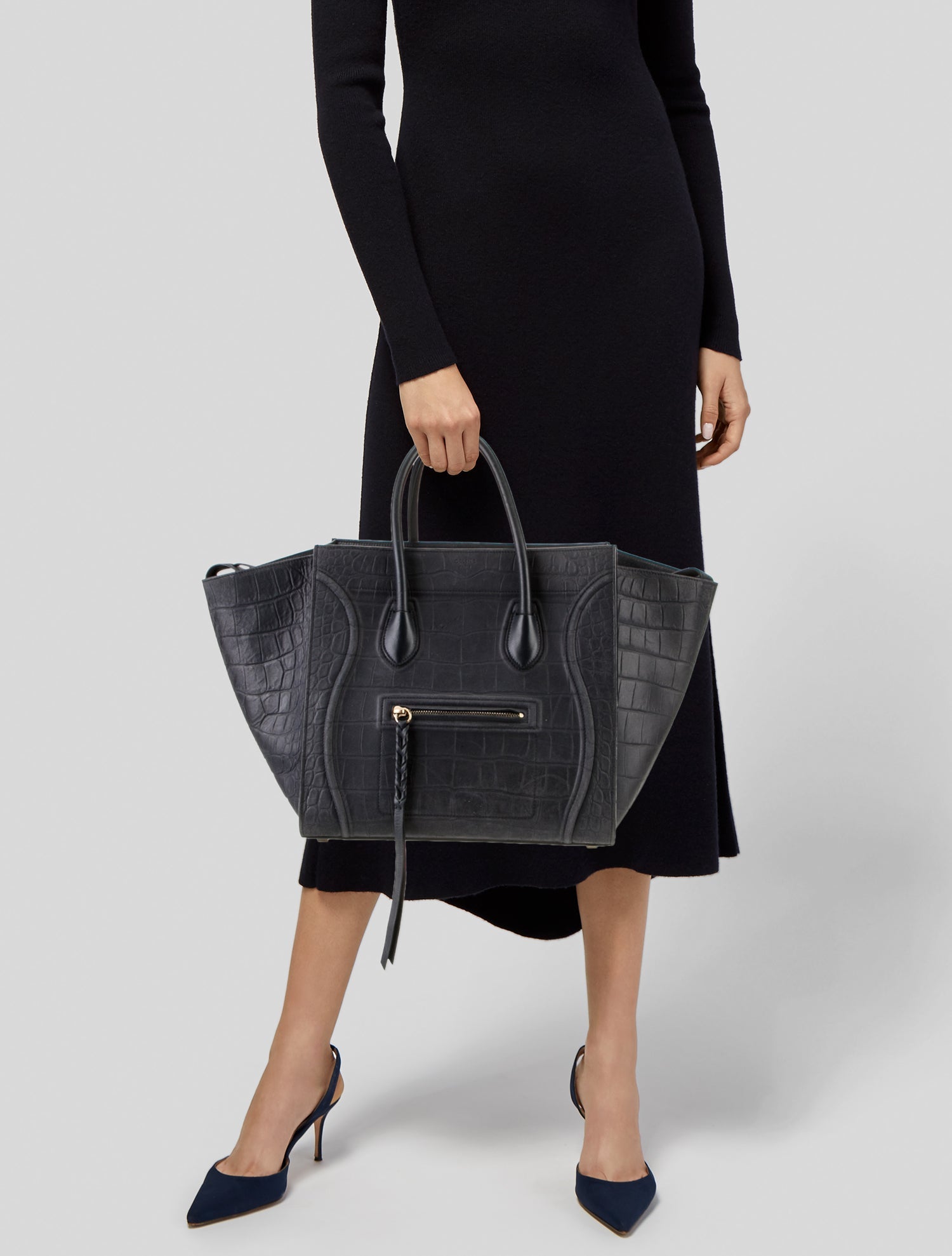 Celine Embossed Leather Phantom Luggage Medium