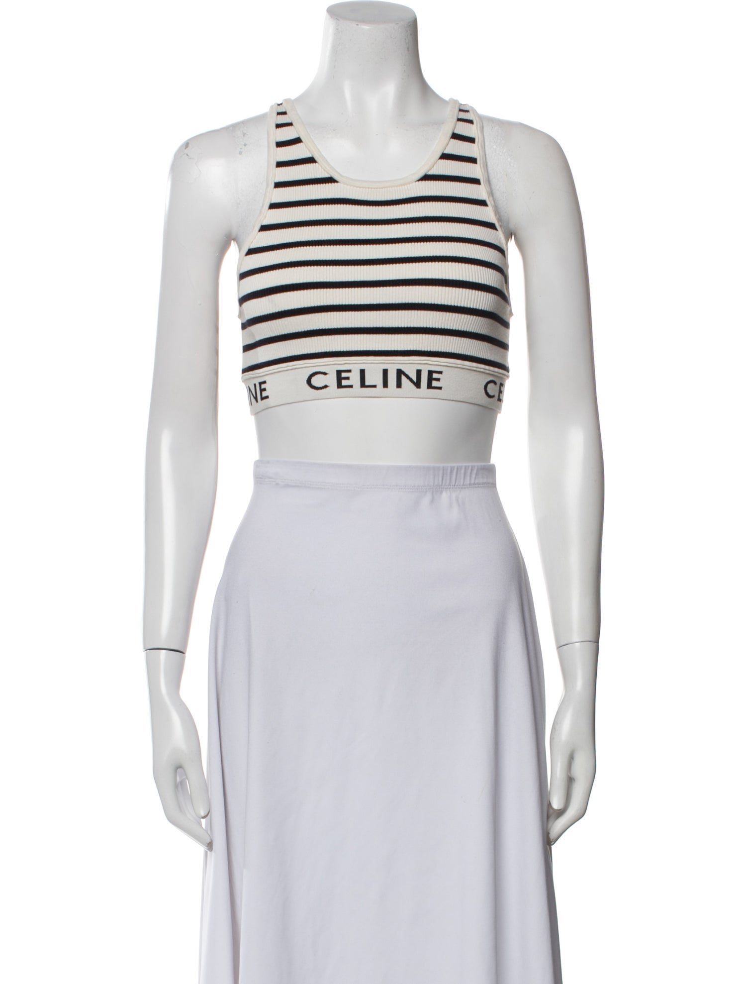 Celine Striped Scoop Neck Crop Top