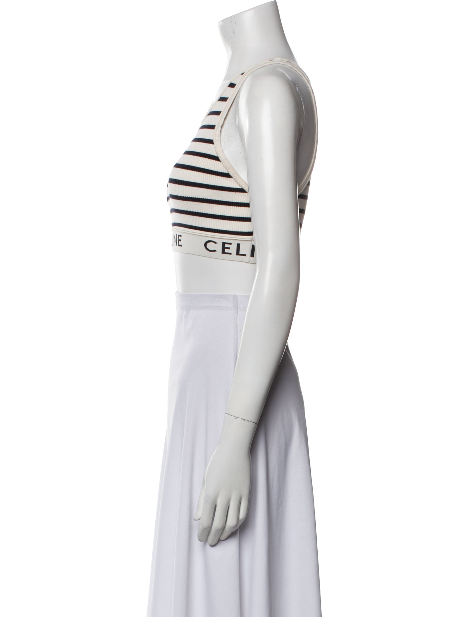 Celine Striped Scoop Neck Crop Top