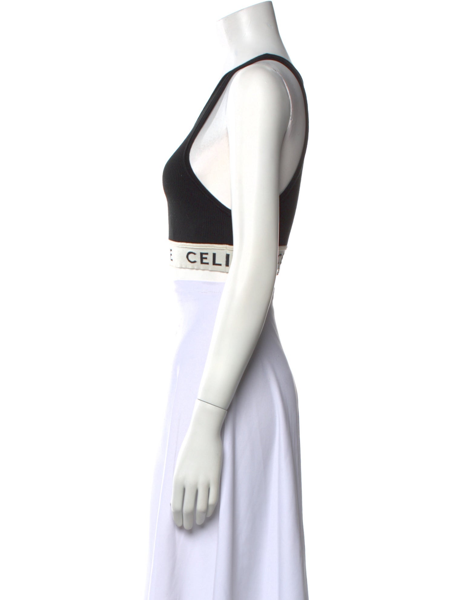 Celine Graphic Print Scoop Neck Crop Top