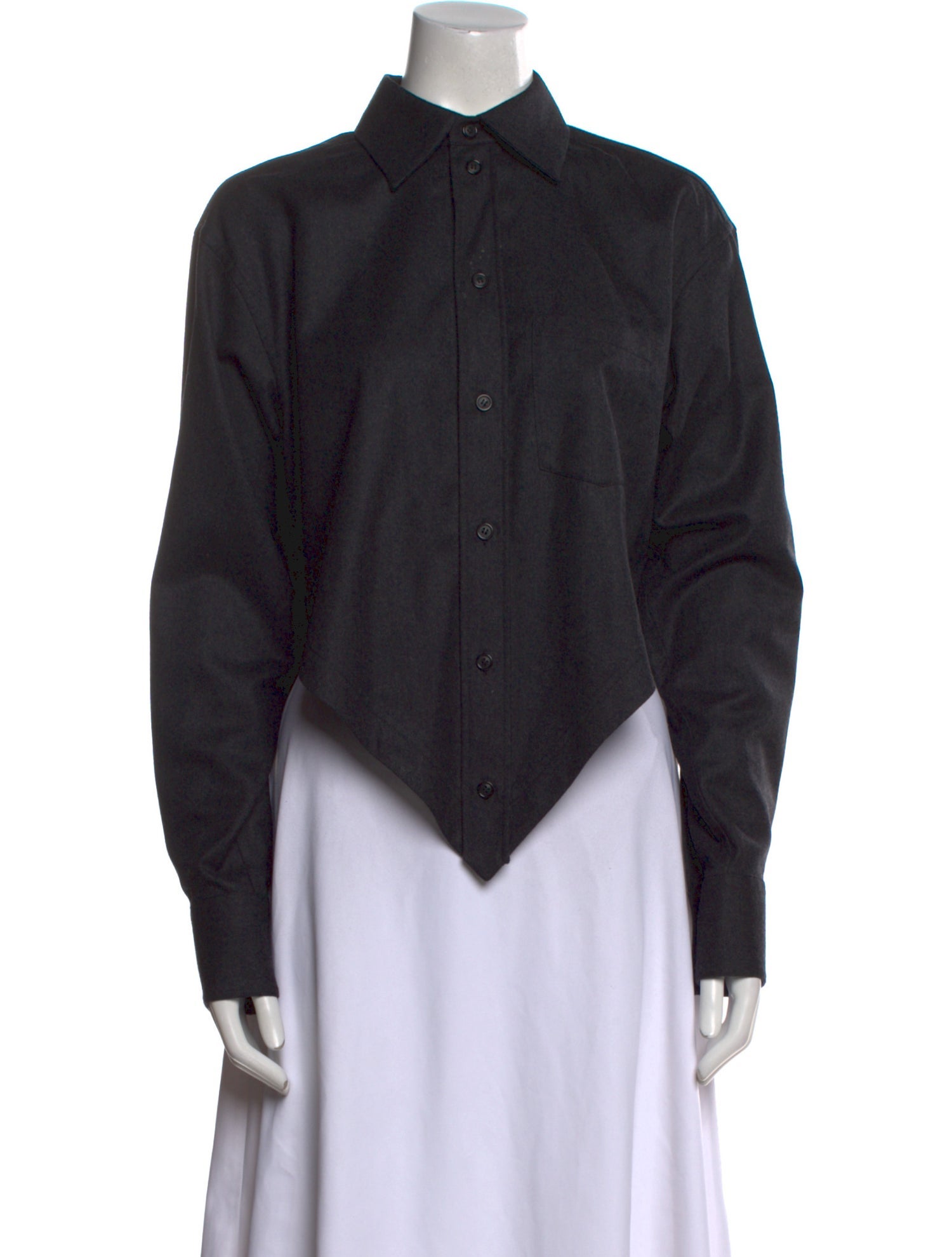 Celine Wool Long Sleeve Button-Up Top