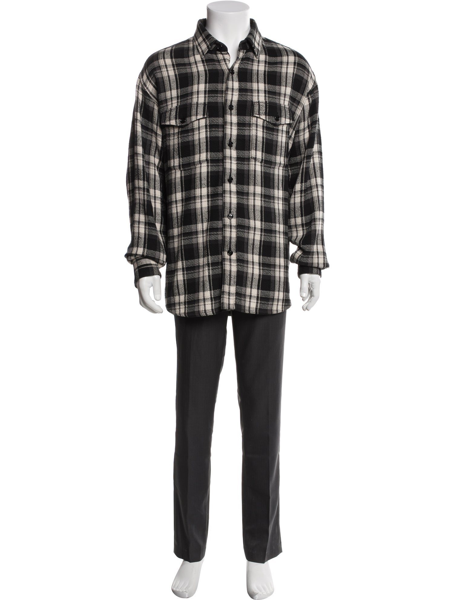 Celine Plaid Print Long Sleeve Shirt