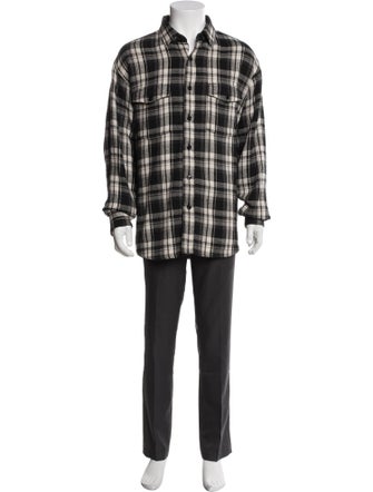 Celine Plaid Print Long Sleeve Shirt
