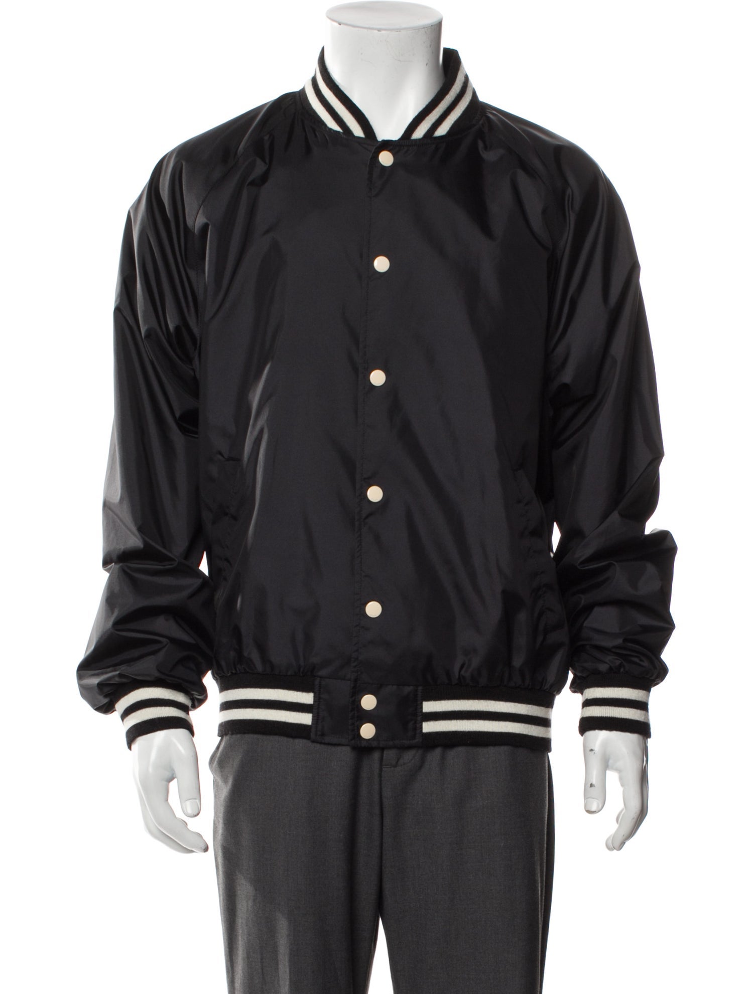 Celine Celine Logo Print Teddy Striped Bomber Jacket