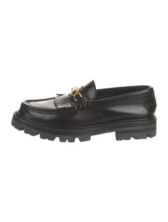 Celine Leather Chain-Link Accents Loafers