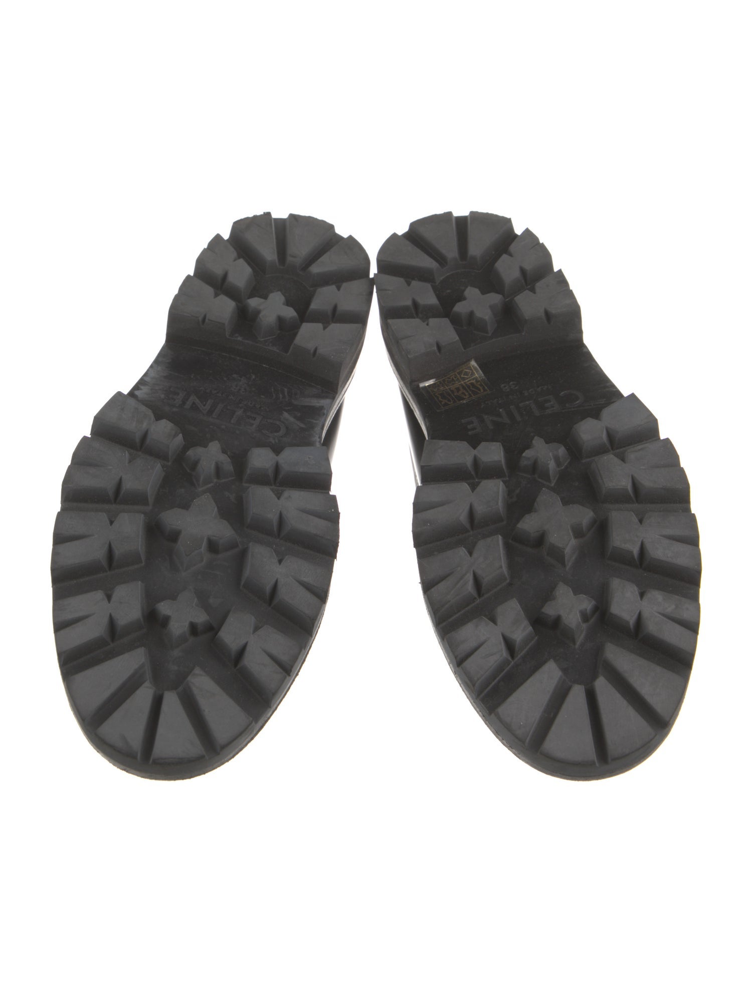 Celine Leather Chain-Link Accents Loafers