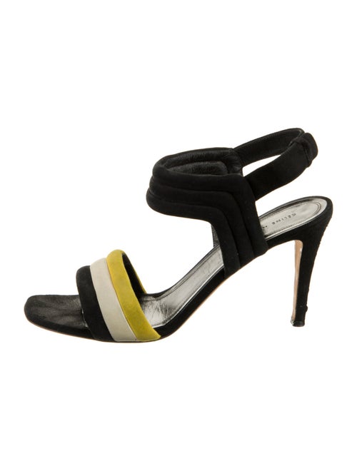 Celine Suede Colorblock Pattern Slingback Sandals
