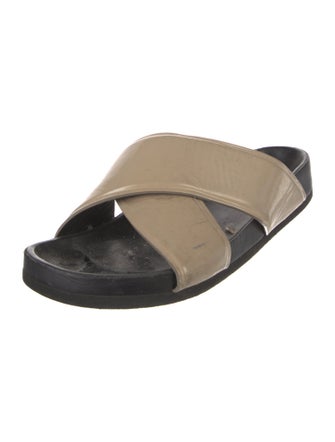 Celine Patent Leather Colorblock Pattern Slides