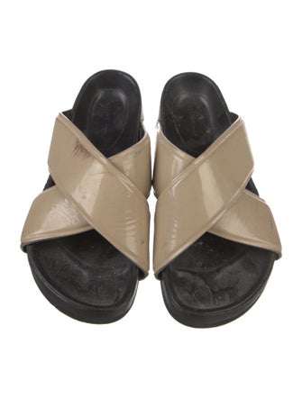 Celine Patent Leather Colorblock Pattern Slides