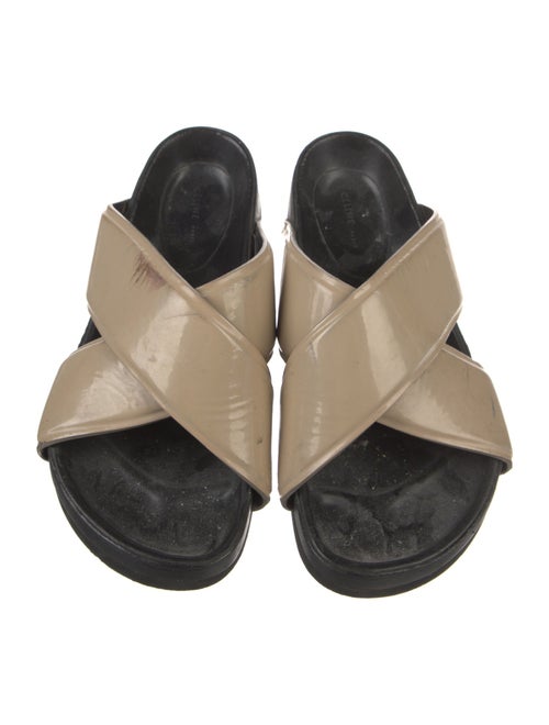 Celine Patent Leather Colorblock Pattern Slides