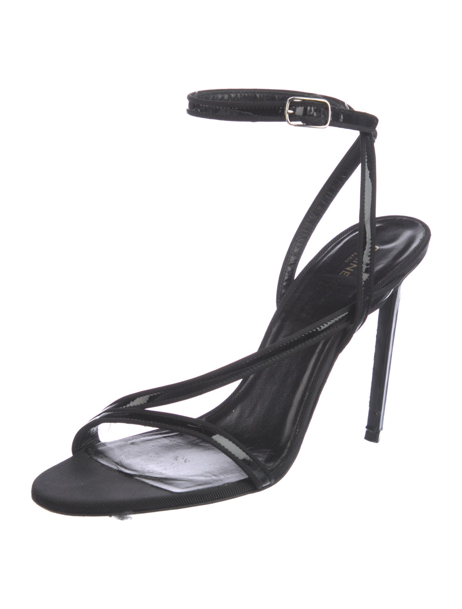 Celine Patent Leather Grosgrain Trim Sandals