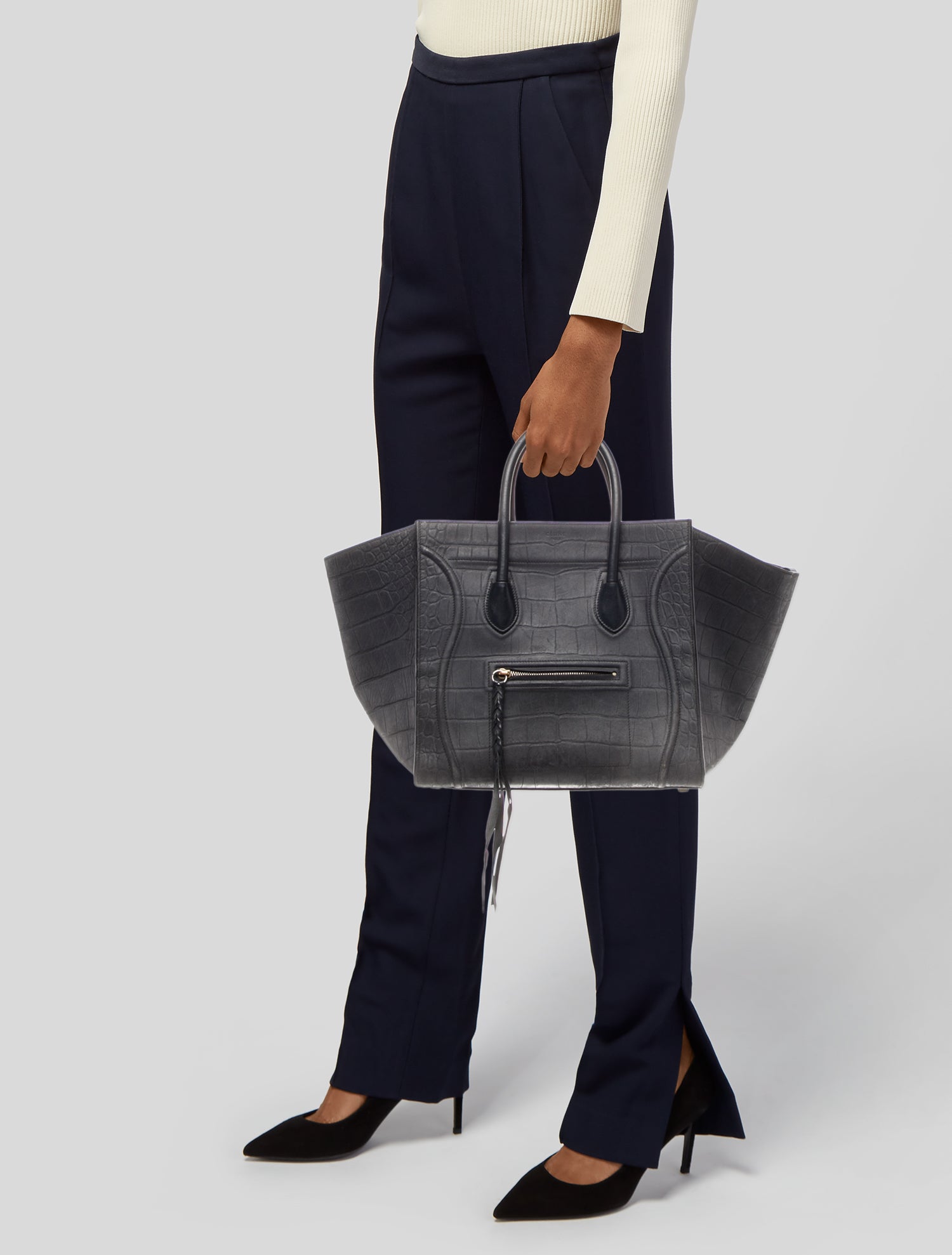 Celine Embossed Leather Luggage Phantom Medium