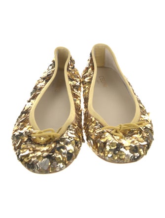 Celine Sequins Bow Accents Ballet Flats