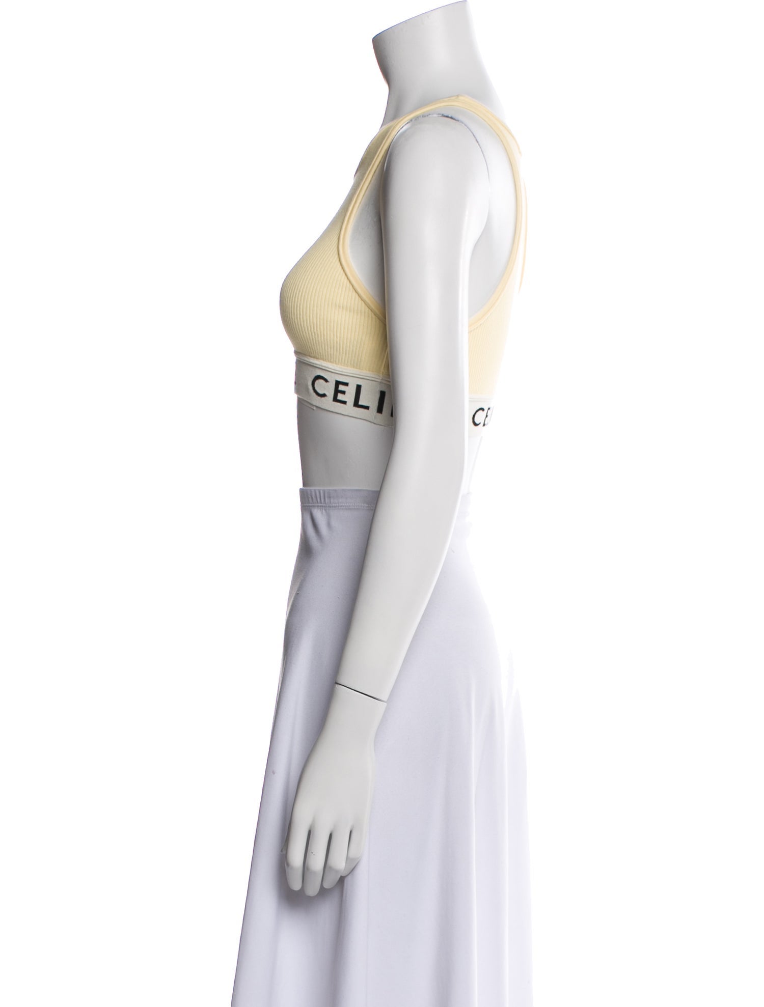 Celine Logo Athletic Knit Tank Graphic Print Crop Top