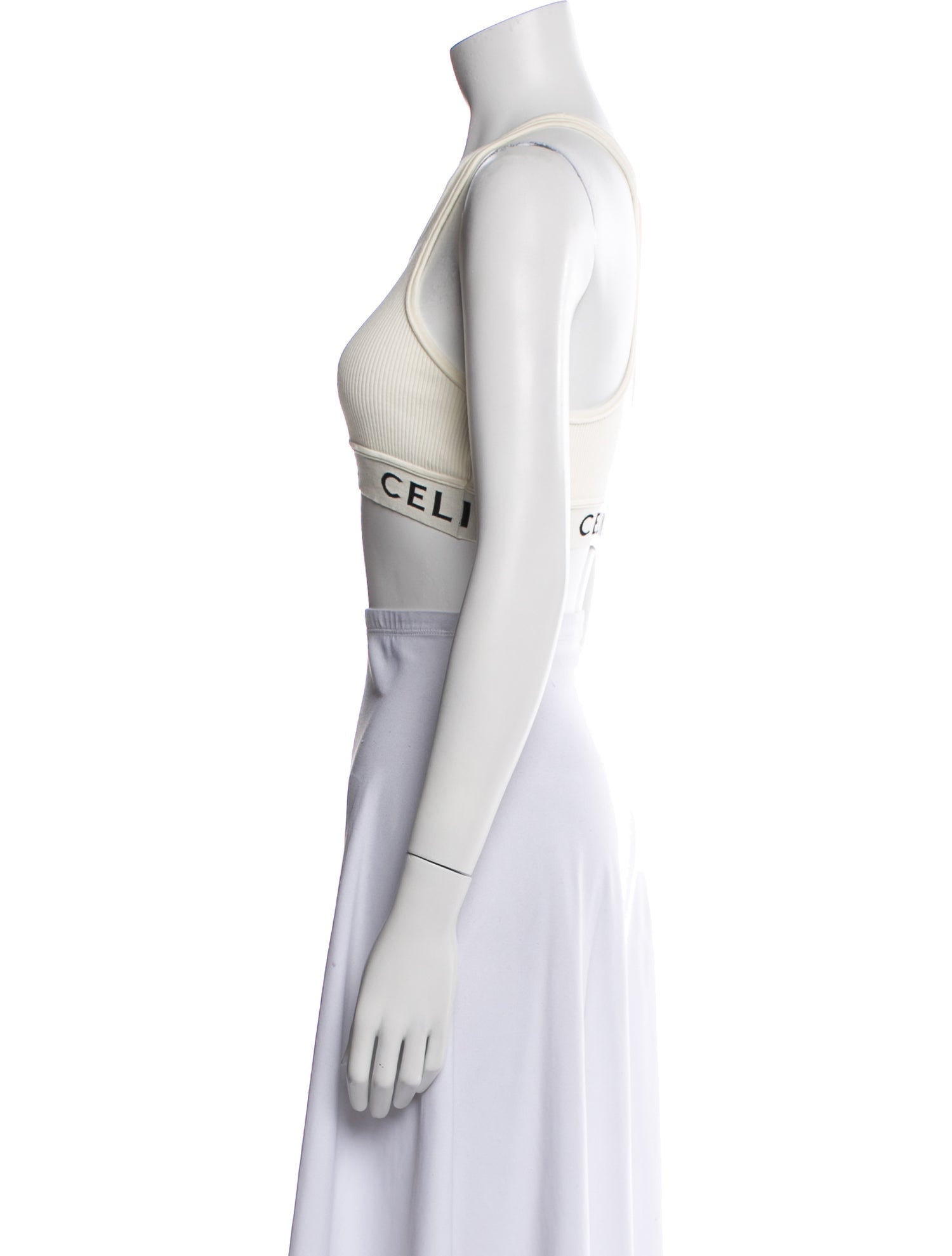 Celine Logo Athletic Knit Tank Graphic Print Crop Top