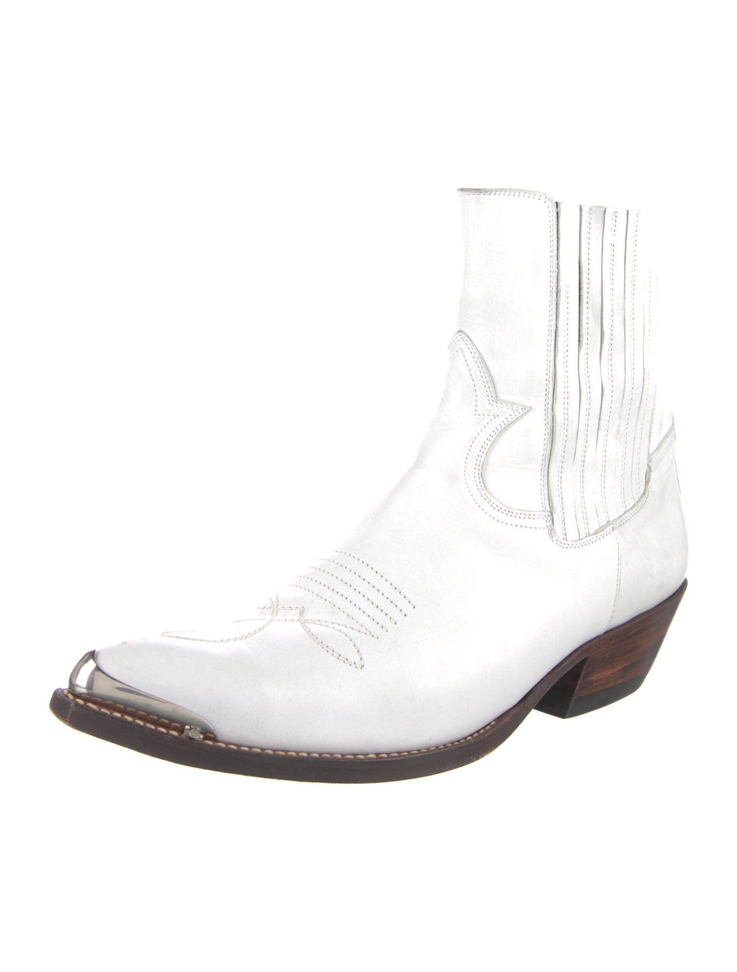 Celine Leather Whipstitch Trim Boots